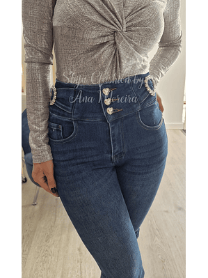 Calça de Ganga com Detalhes em Forma de Coração - Tamanho XS