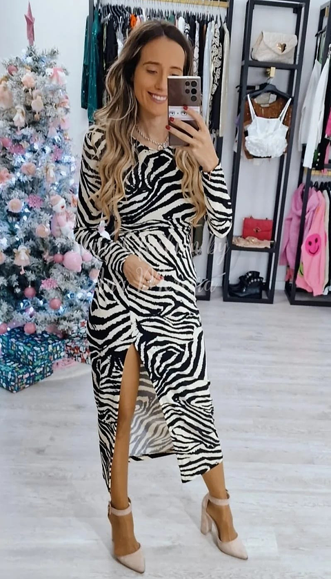 Vestido Midi Estampado - TU