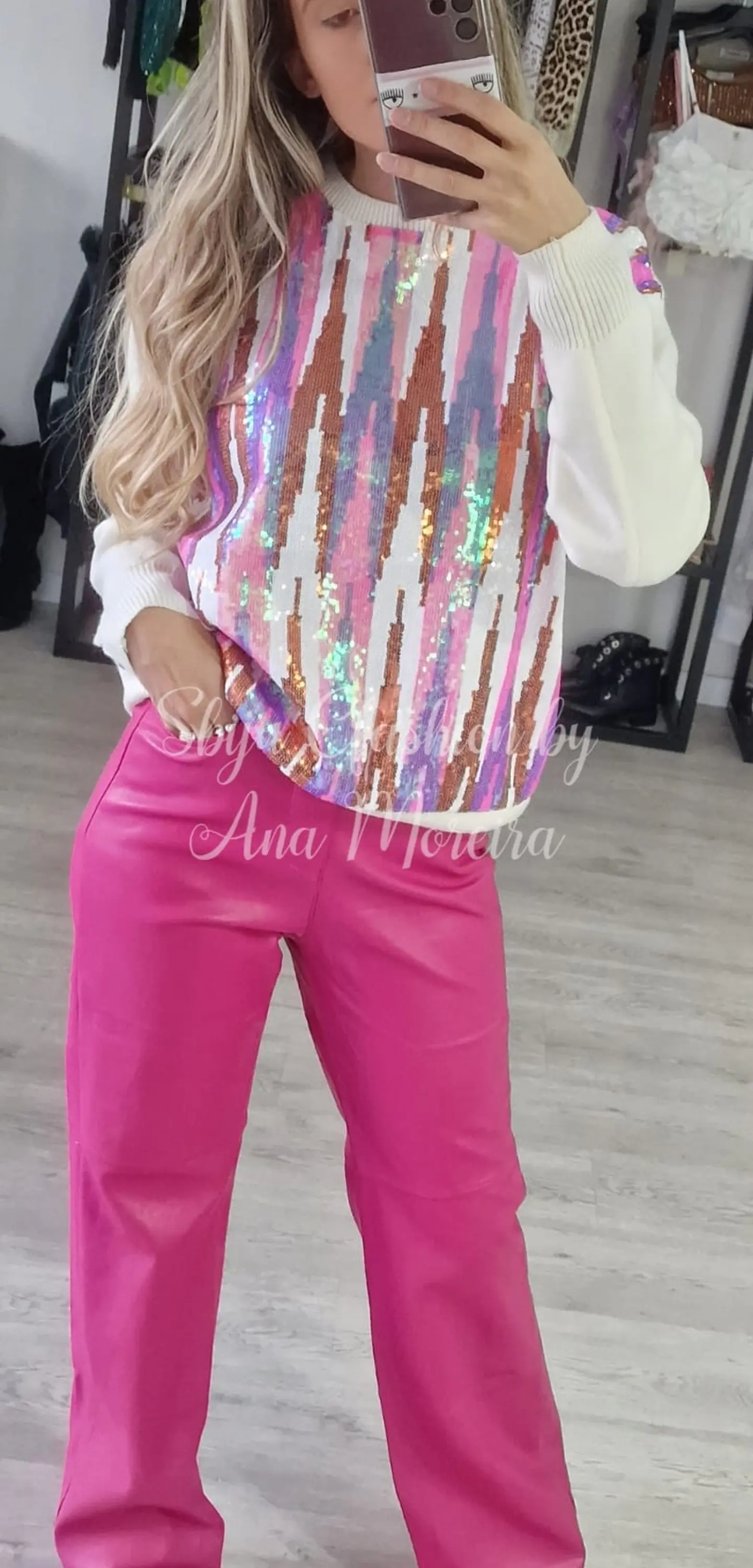 Calça em Ecopele Rosa Forte (Tamanho L) 2