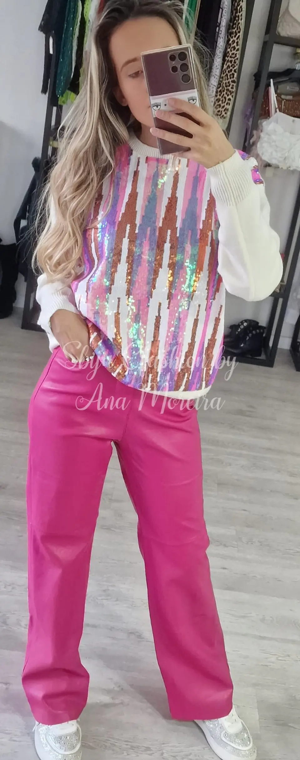 Calça em Ecopele Rosa Forte (Tamanho L) 2