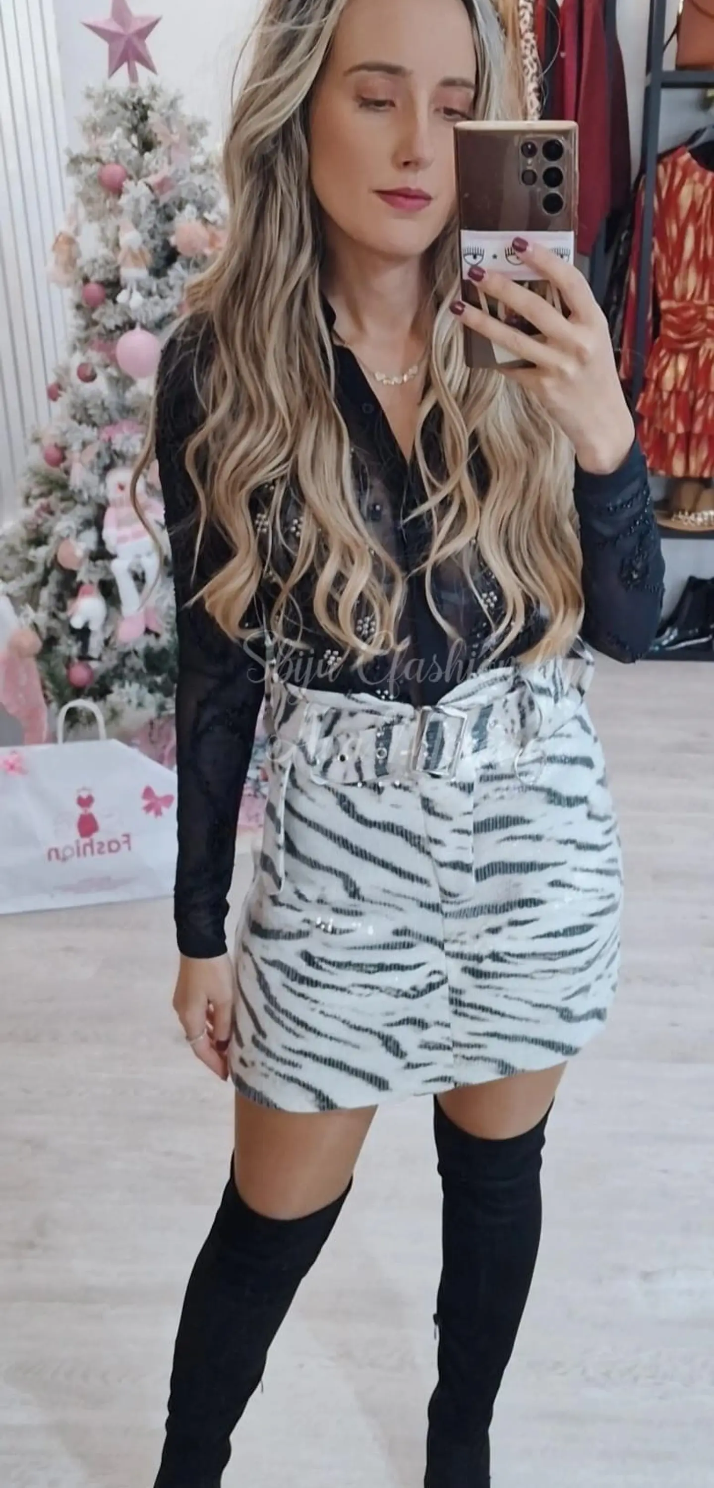 Saia de Lantejoulas com Cinto 1