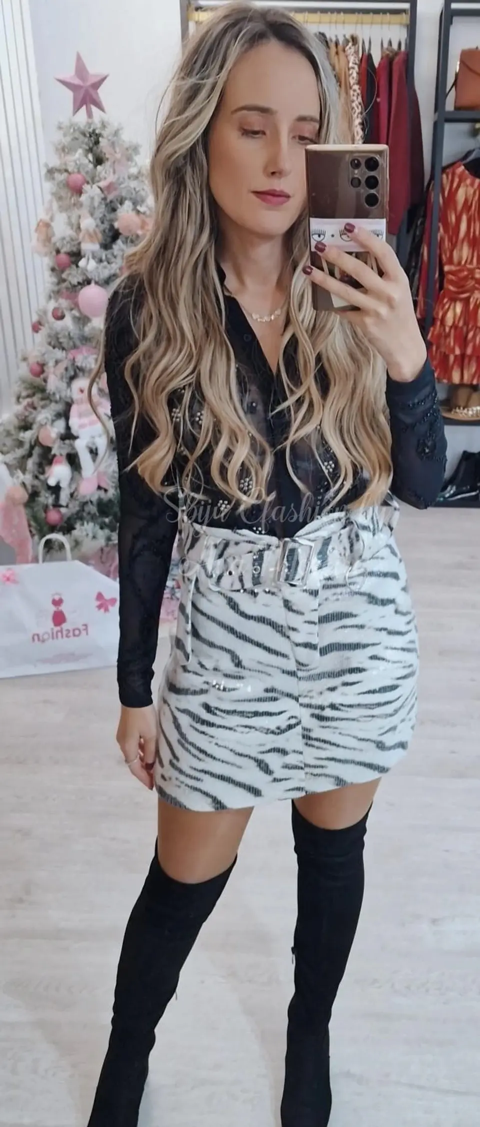 Saia de Lantejoulas com Cinto 1