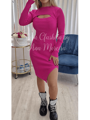 Vestido de Malha com Abertura no Peito - TU