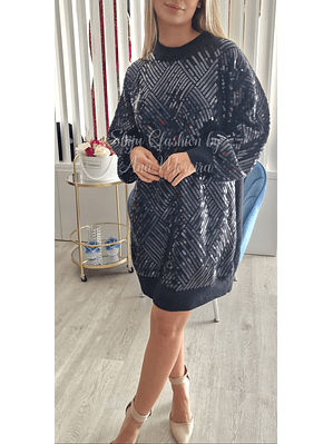 Vestido Preto com Lantejoulas - TU