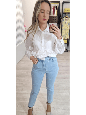 Calça Justa com Flores