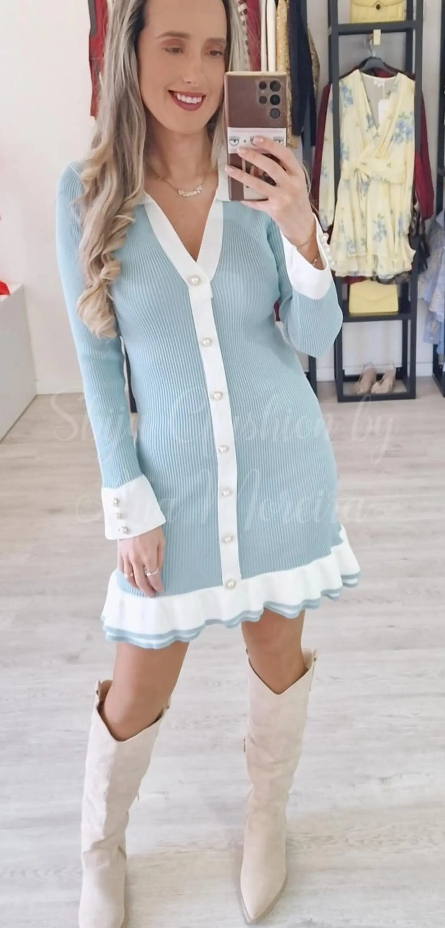 Vestido de Malha com Folho e Botões 6
