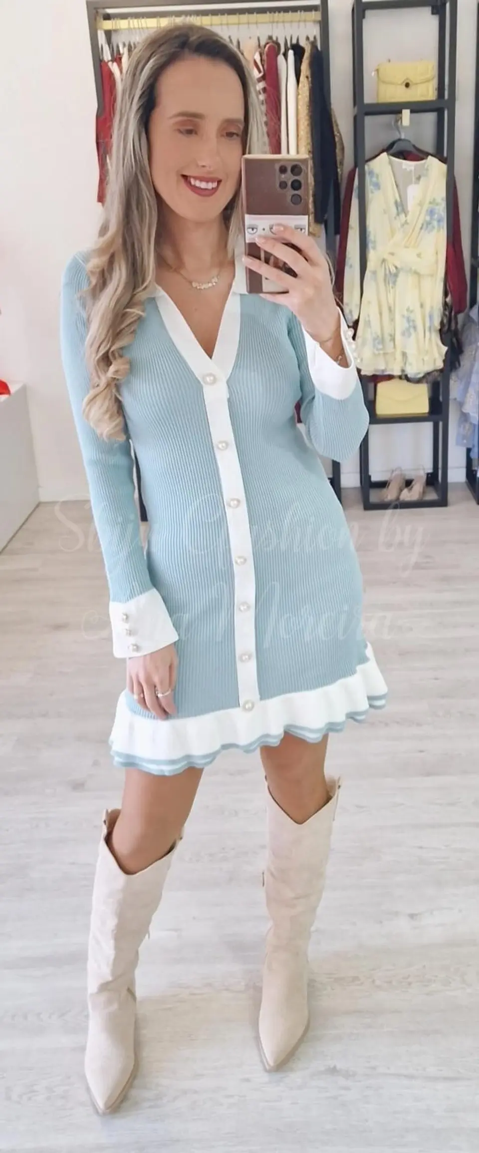 Vestido de Malha com Folho e Botões 6