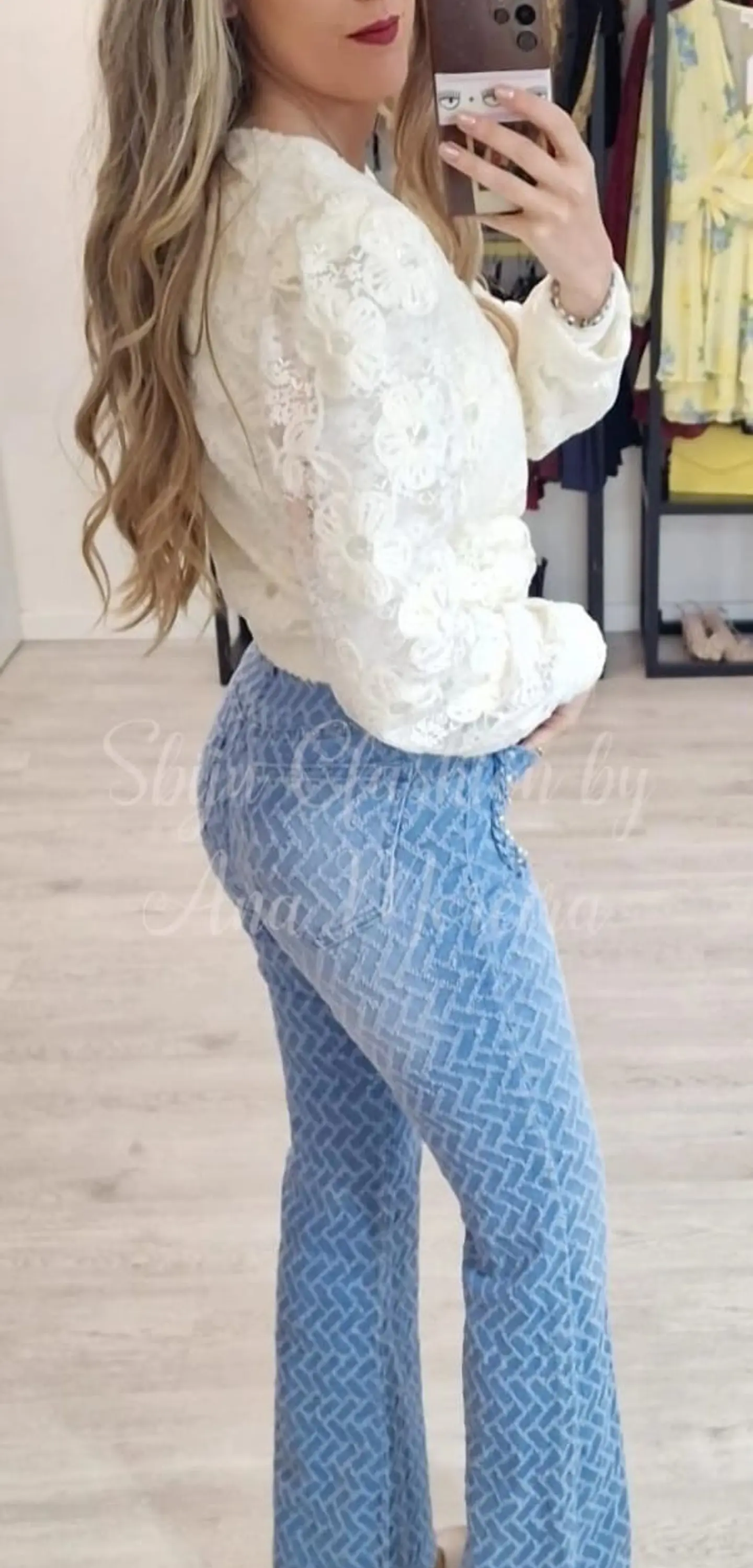 Calça de Ganga Boca de Sino com Detalhes nos Bolsos 5