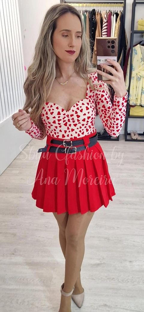 Body com Copa Estampado de Corações