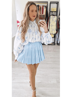 Blusa com Estampado Azul 