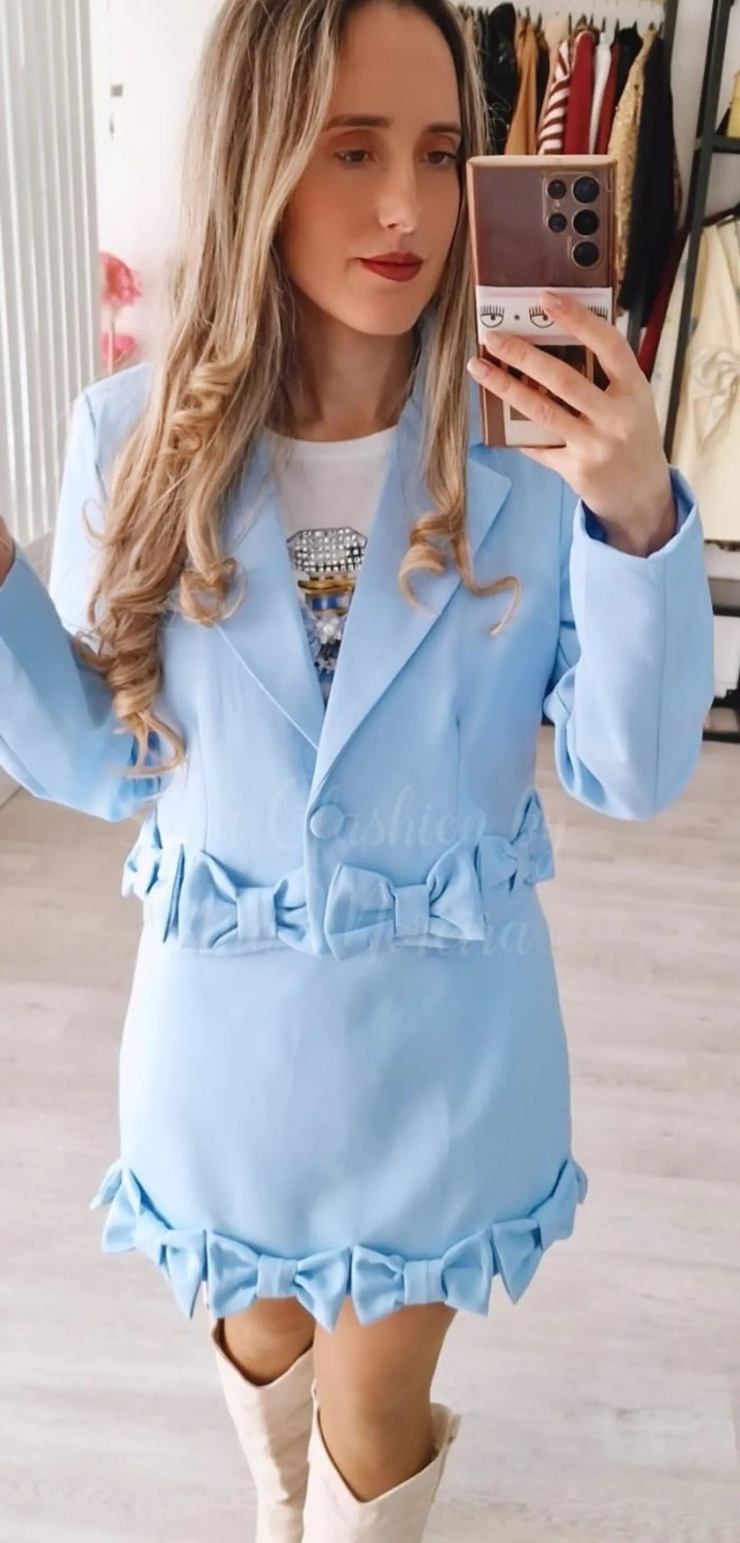Conjunto Blazer + Saia com Detalhe de Laços 3