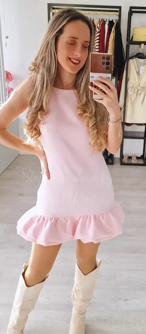 Vestido com Folho Calção Interior