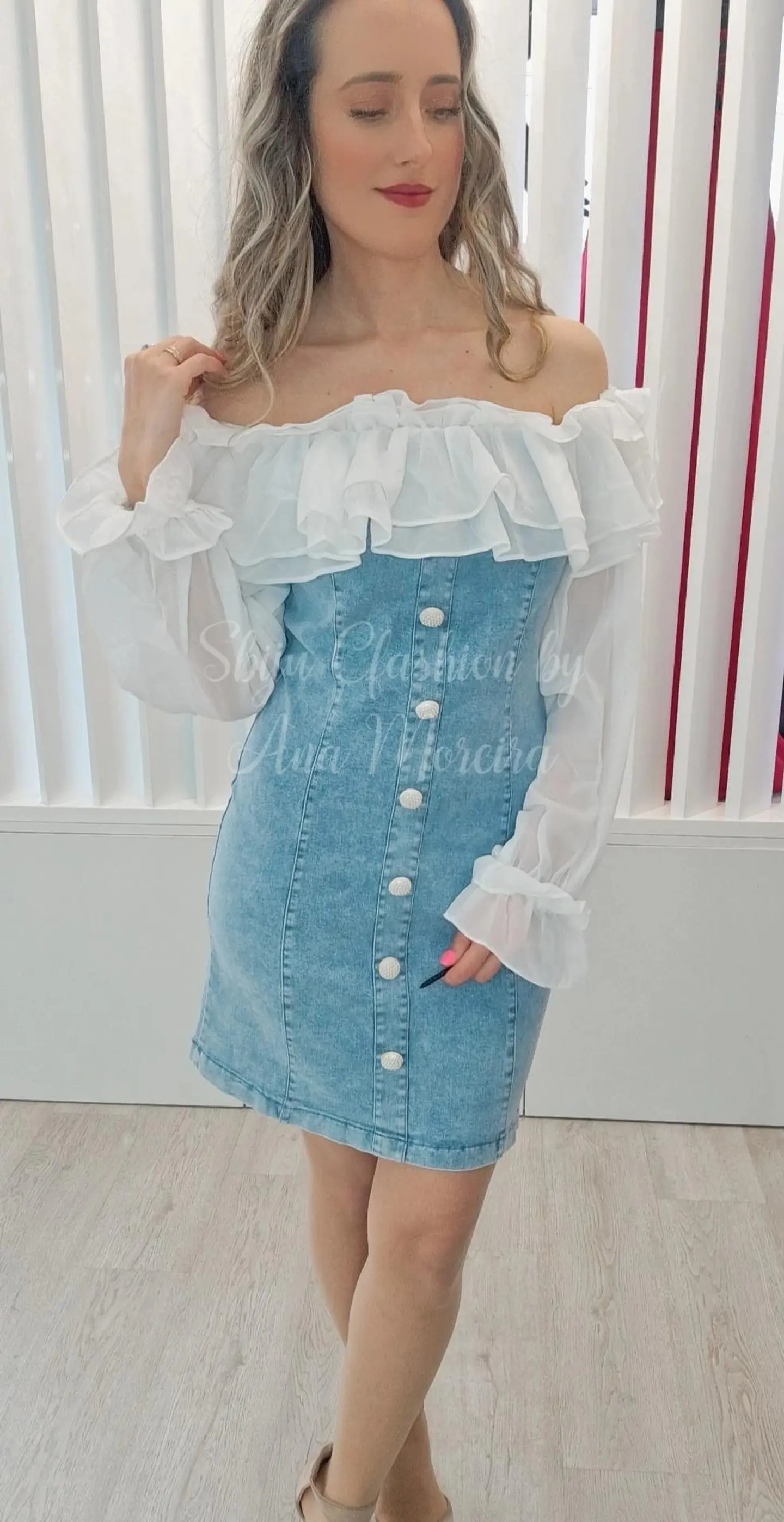 Vestido de Ganga com Folho  6