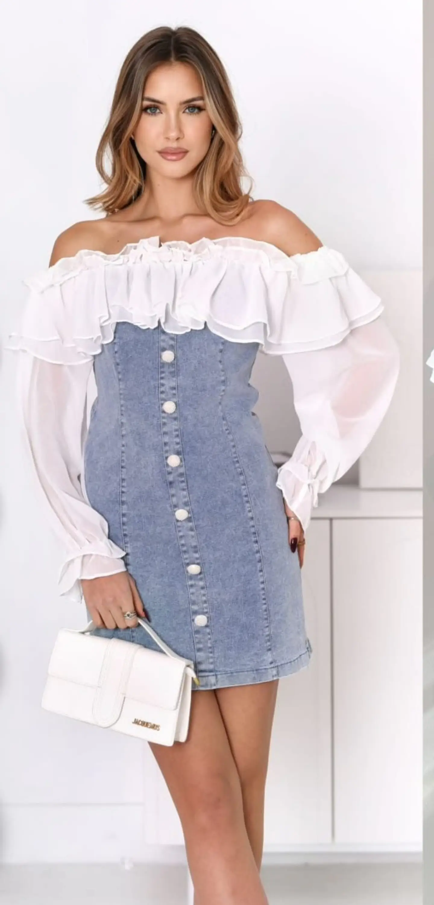 Vestido de Ganga com Folho  1