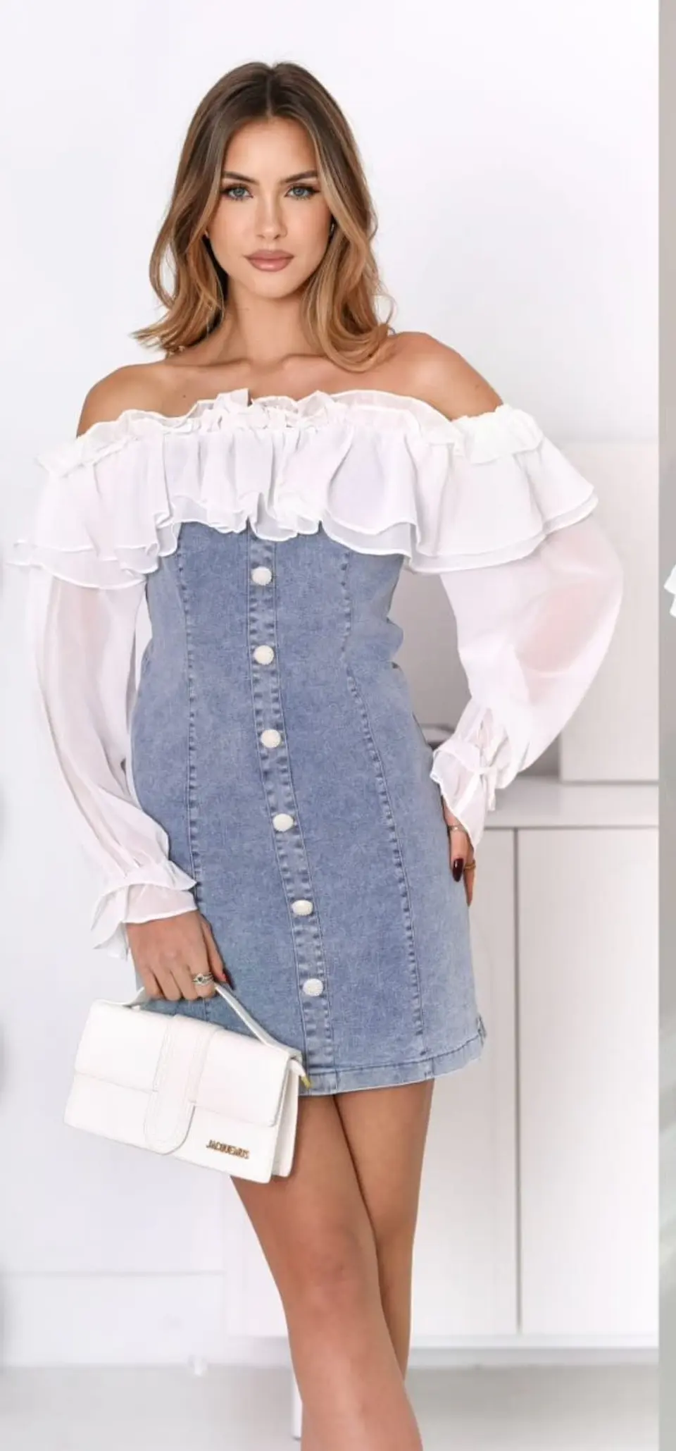 Vestido de Ganga com Folho  1