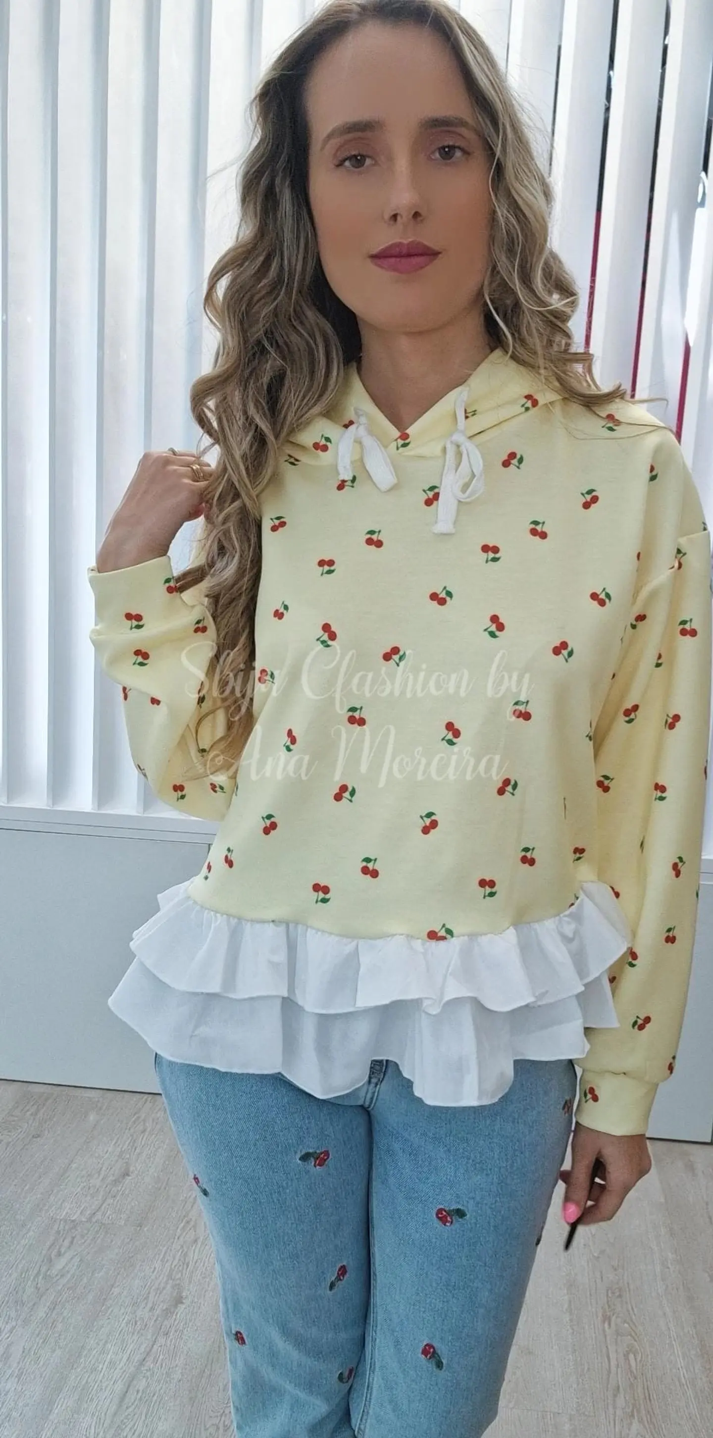Camisola com Folho e Estampado de Cerejas 5