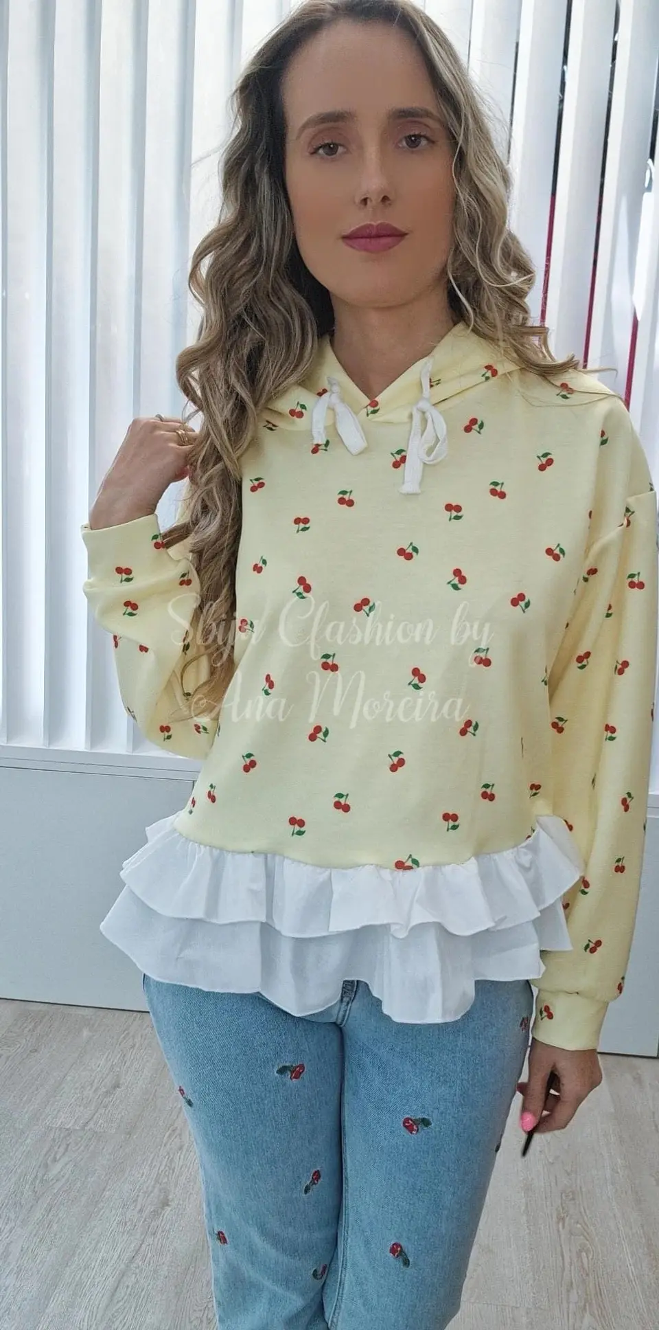 Camisola com Folho e Estampado de Cerejas 5