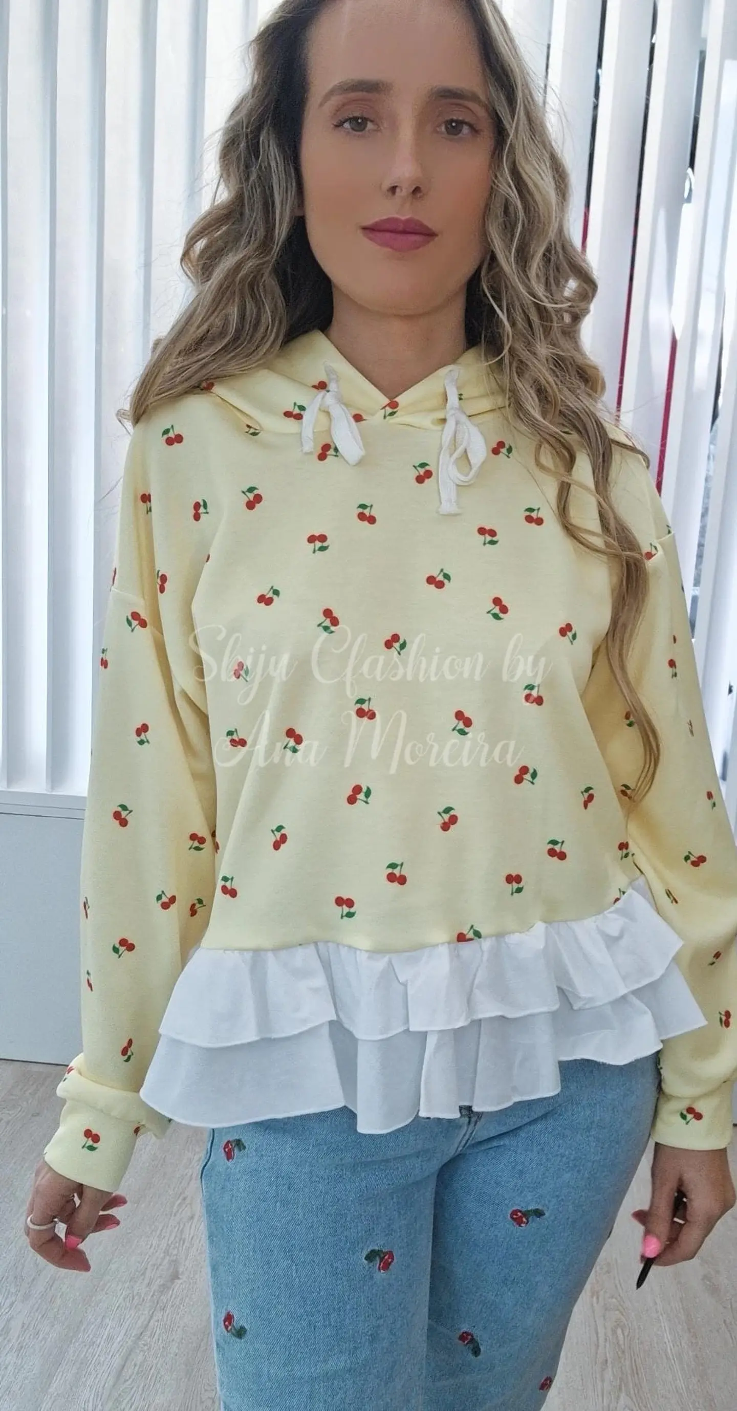 Camisola com Folho e Estampado de Cerejas 6