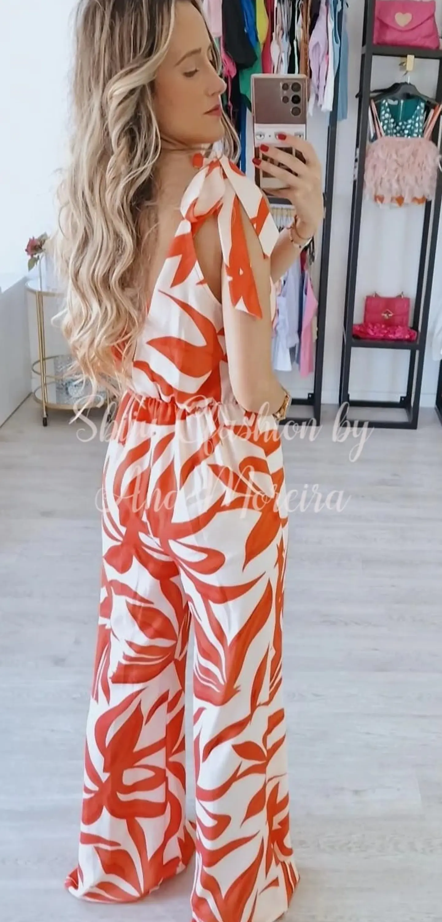 Macacão Estampado com Laços nos Ombros 3