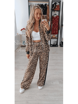 Fato de Treino Primavera/Verão Estampado Leopardo