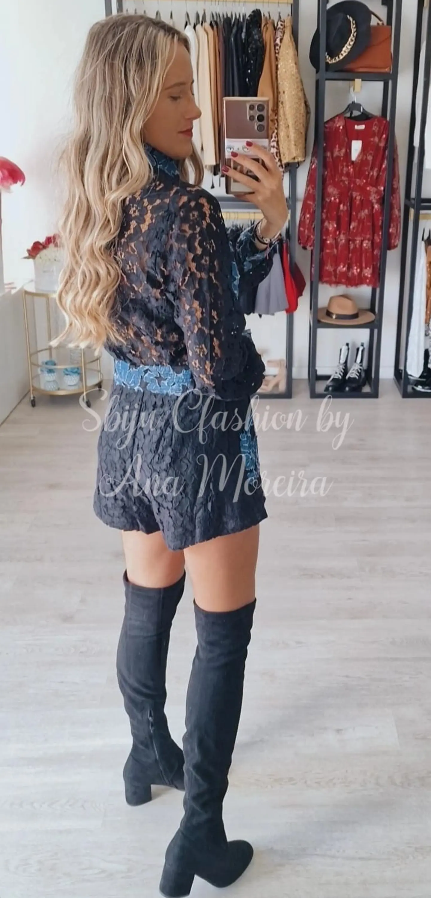 Conjunto em Renda com Estampado Azul 5