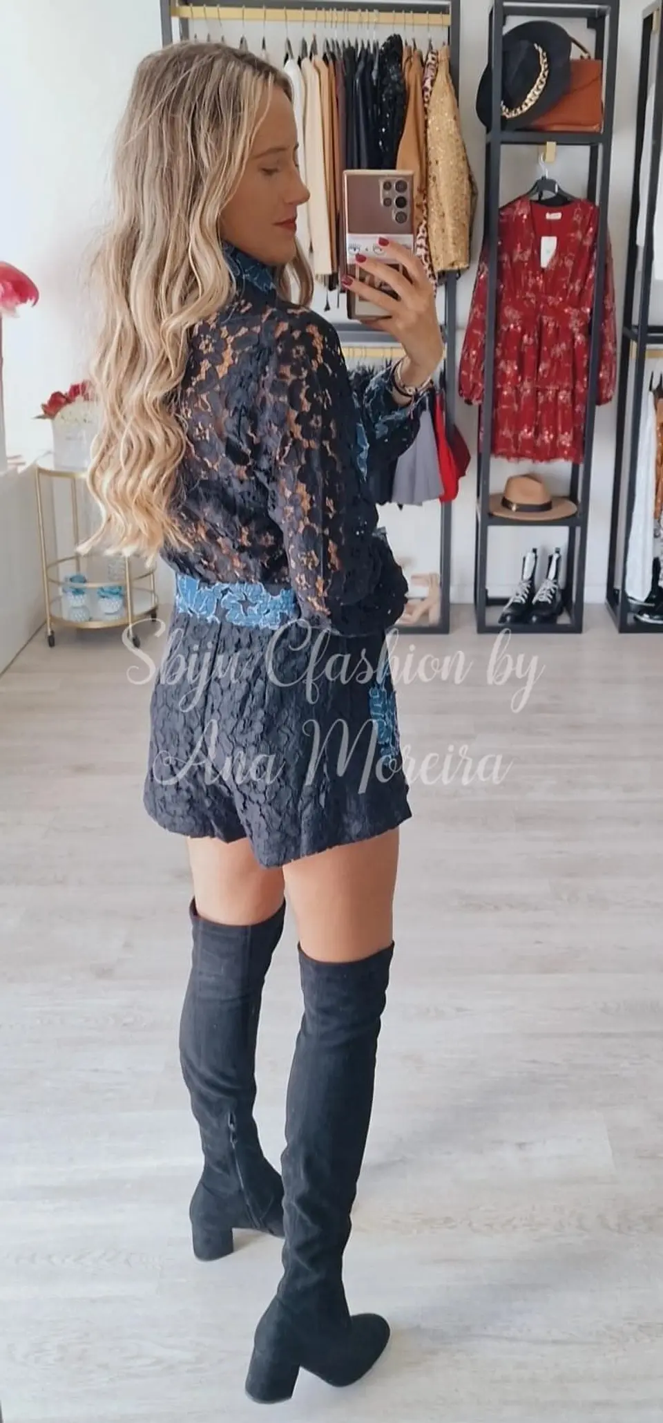 Conjunto em Renda com Estampado Azul 5