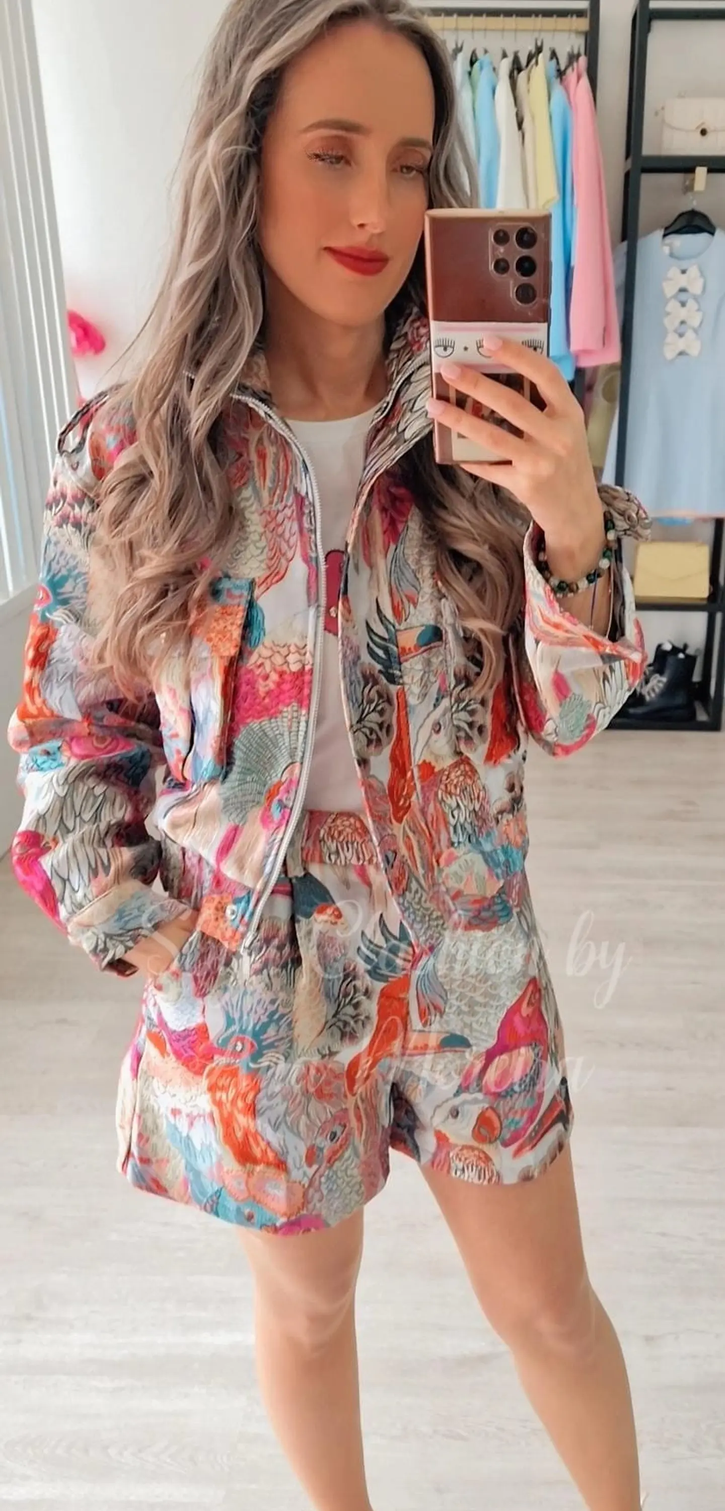 Calções Estampados em Tons de Rosa 3