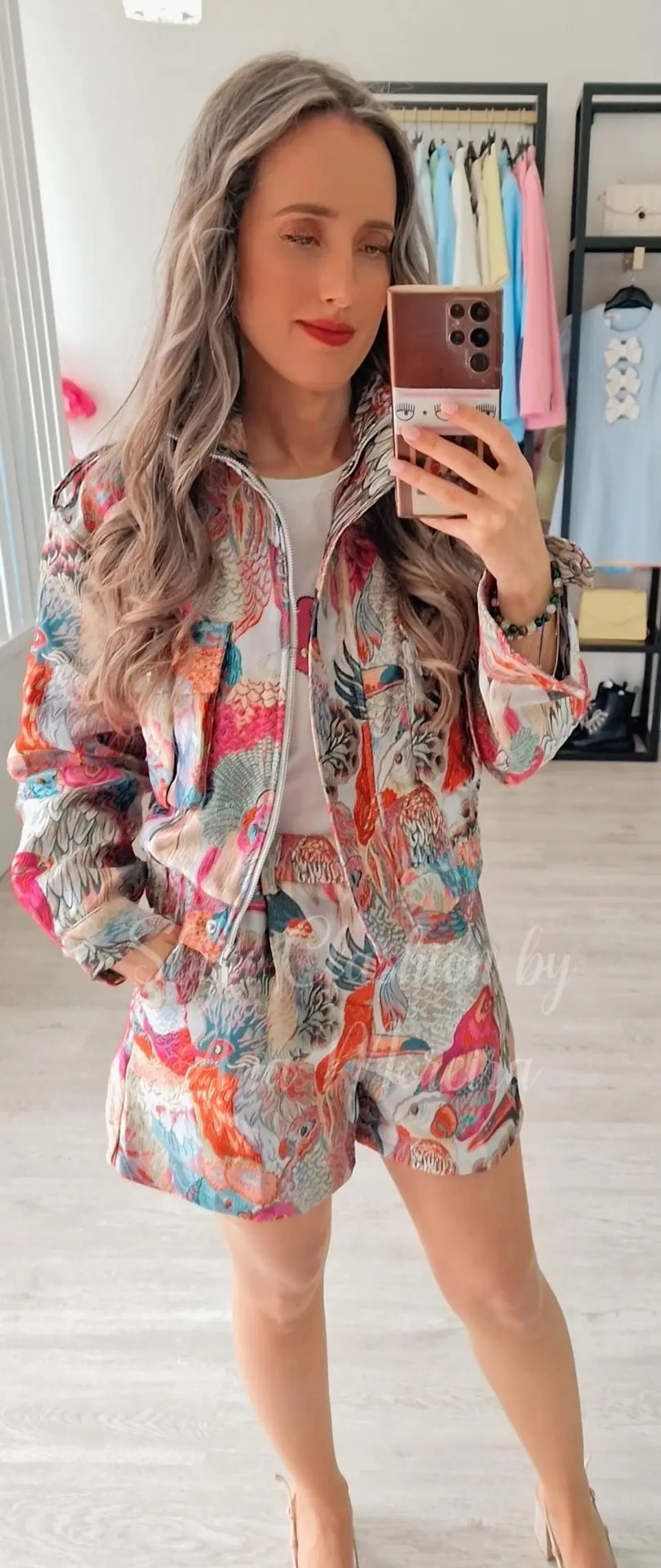 Calções Estampados em Tons de Rosa 3