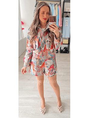 Calções Estampados em Tons de Rosa