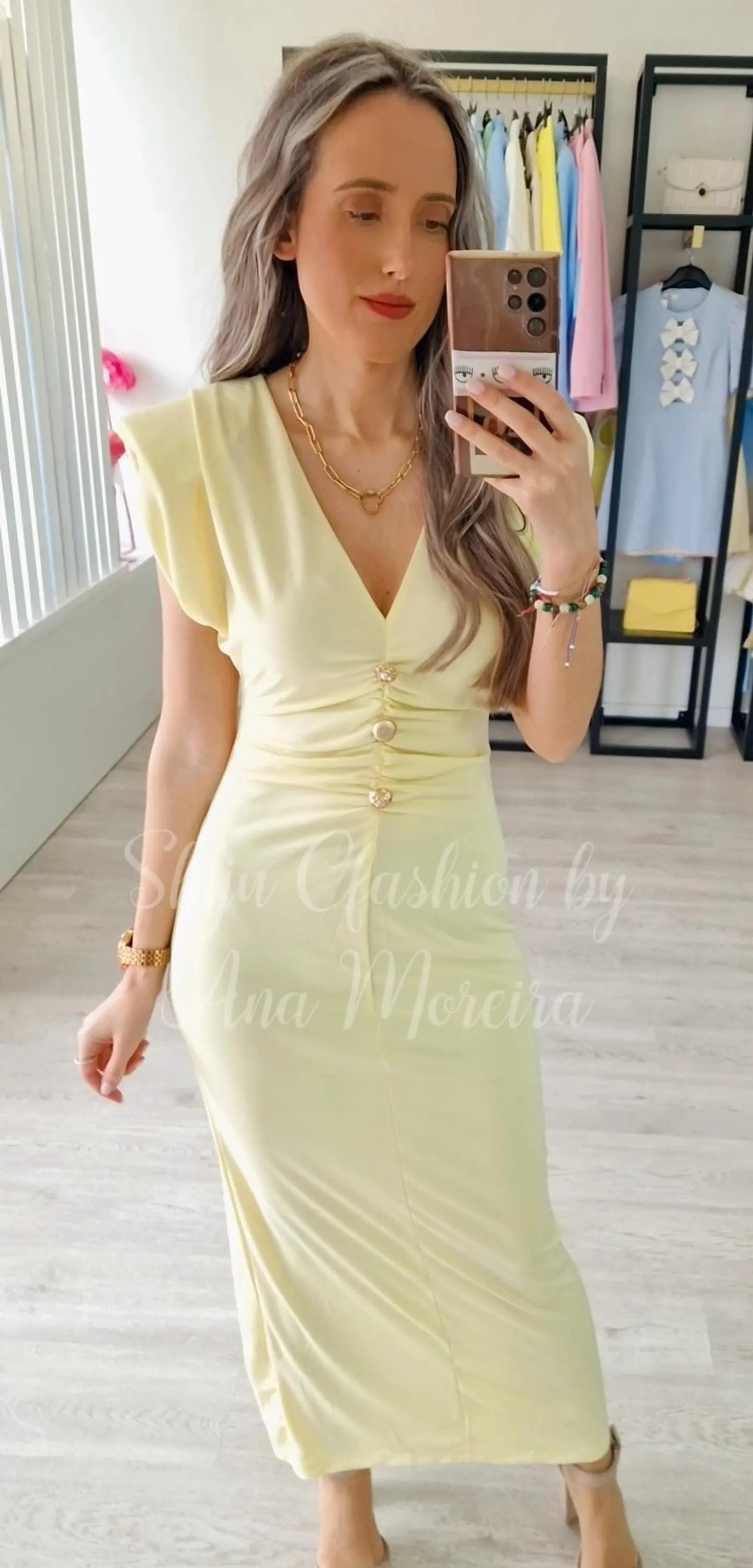 Vestido Midi com Ombreiras  5