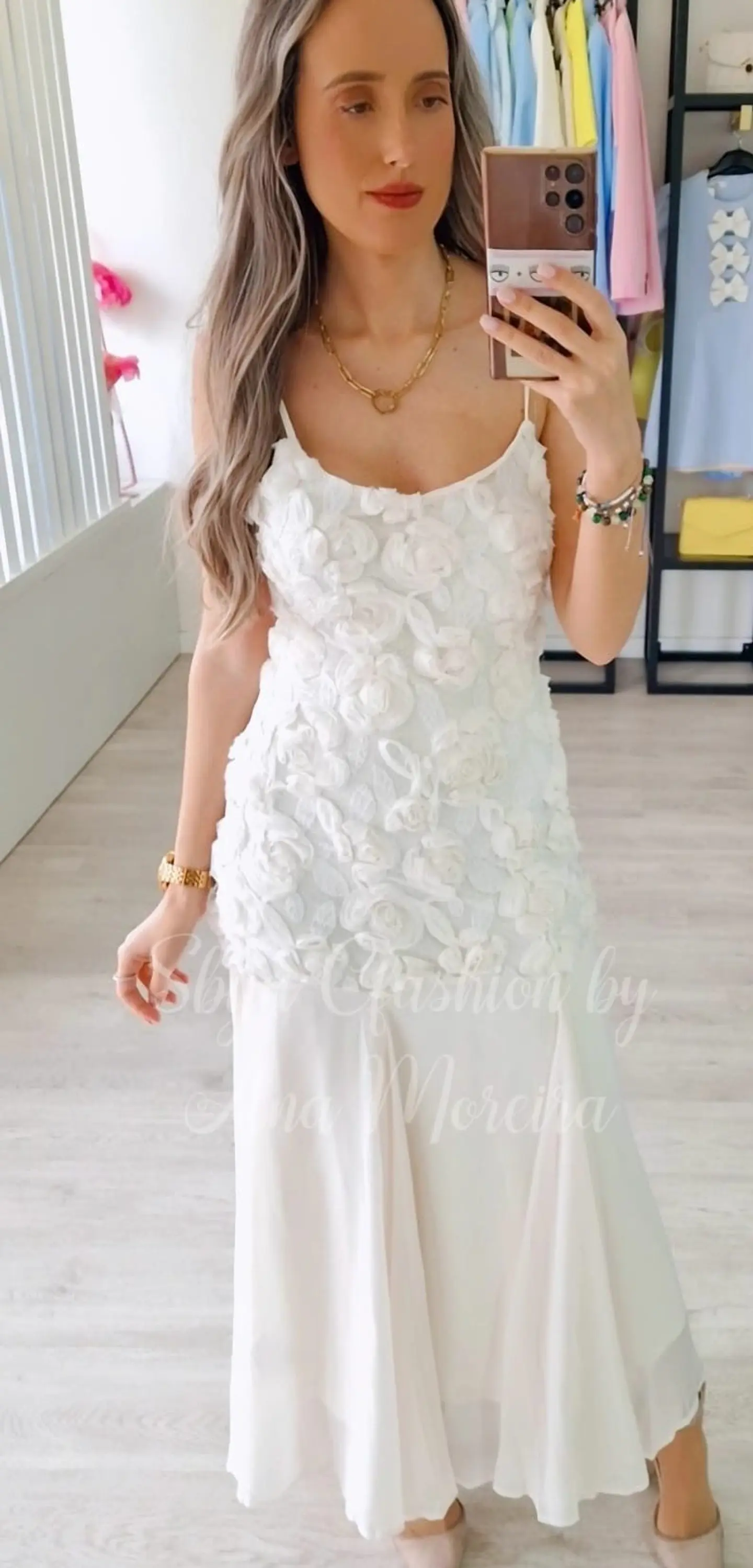 Vestido com Flores 3D  3