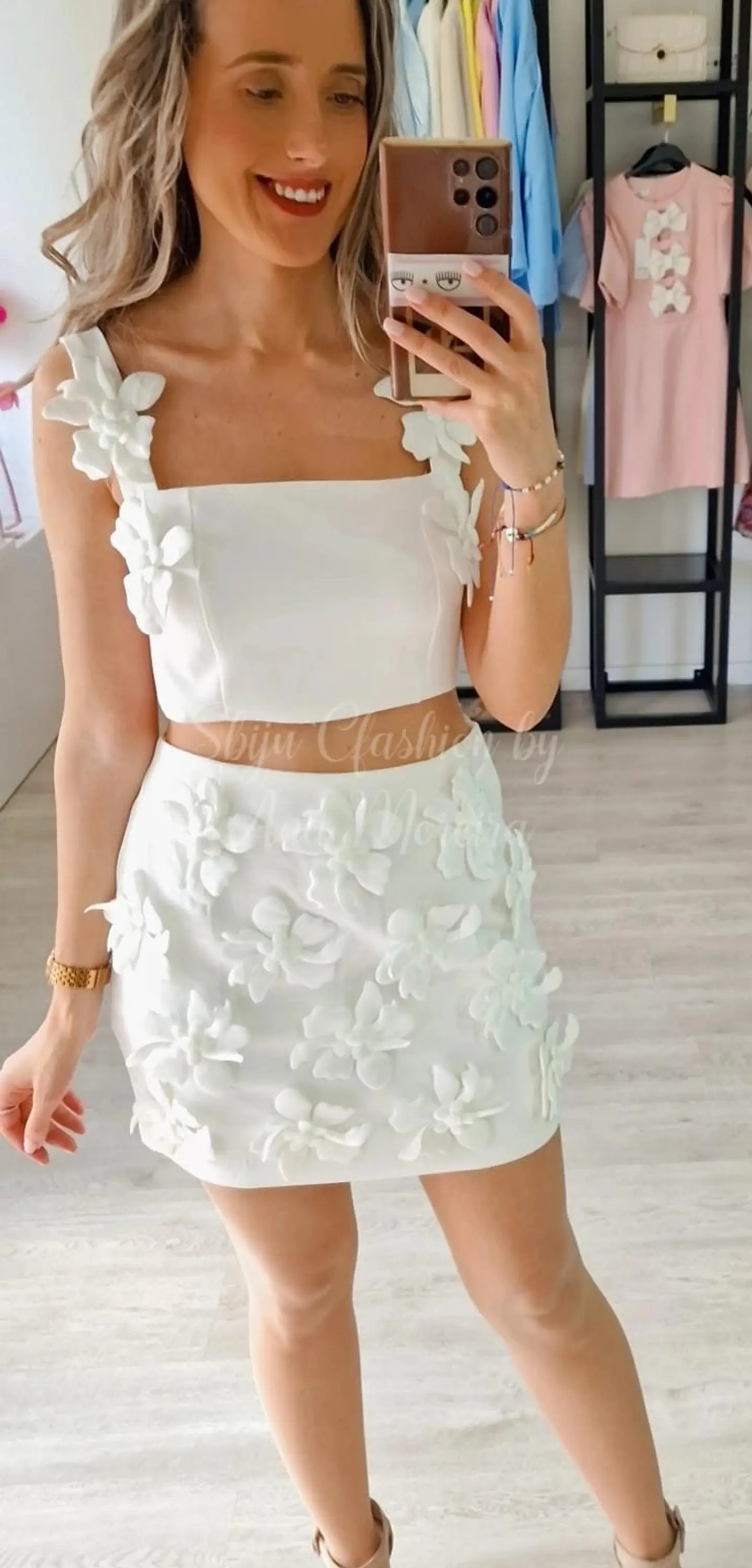 Conjunto Top e Saia com Flores 1