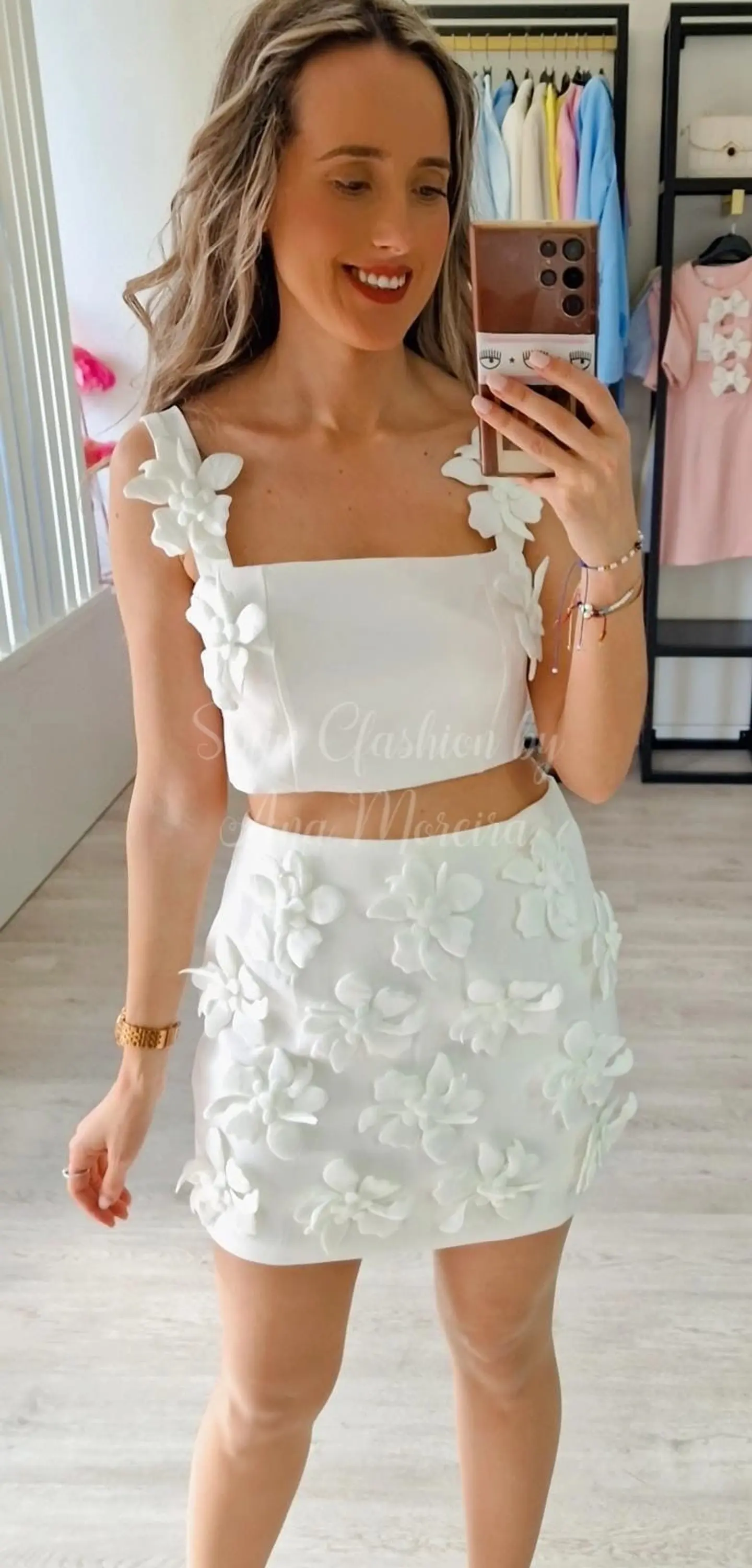 Conjunto Top e Saia com Flores 3