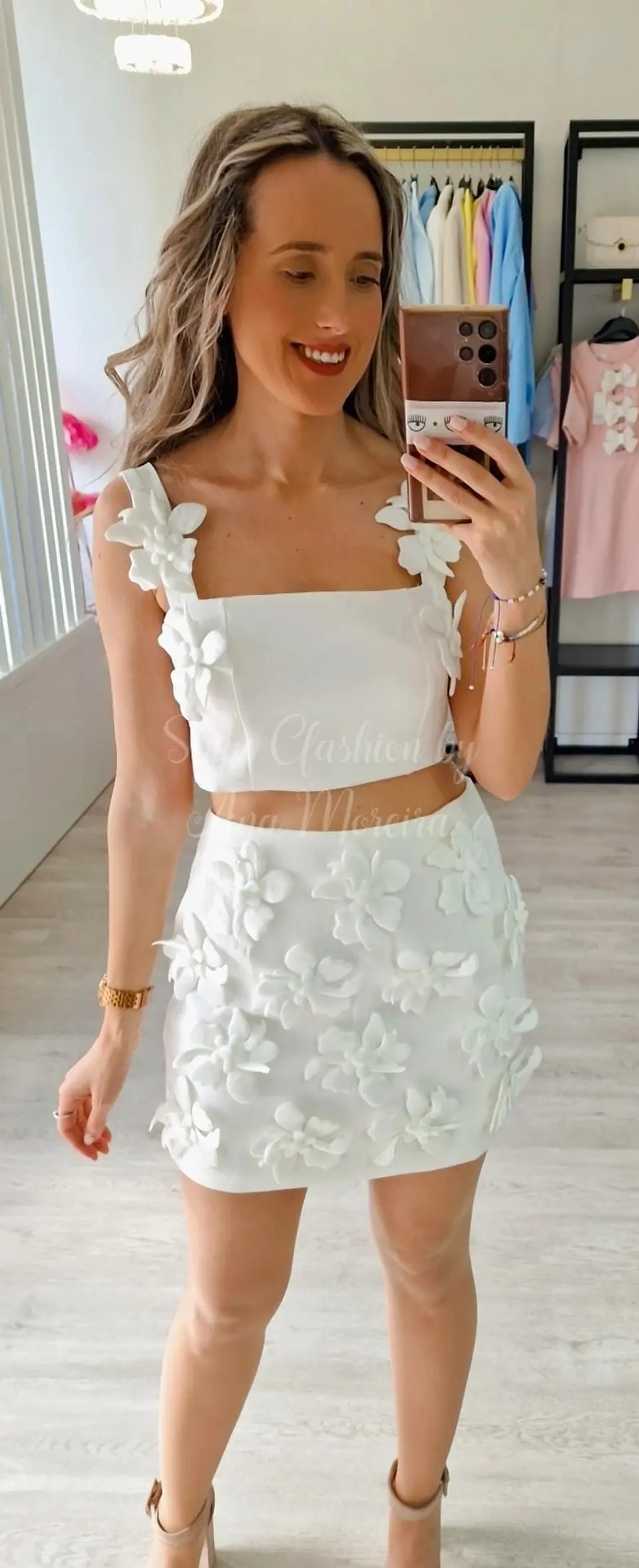 Conjunto Top e Saia com Flores 3