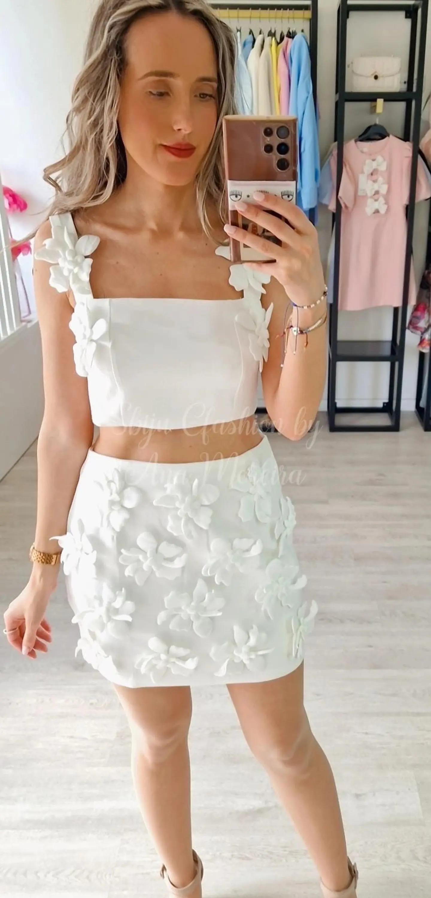 Conjunto Top e Saia com Flores 4