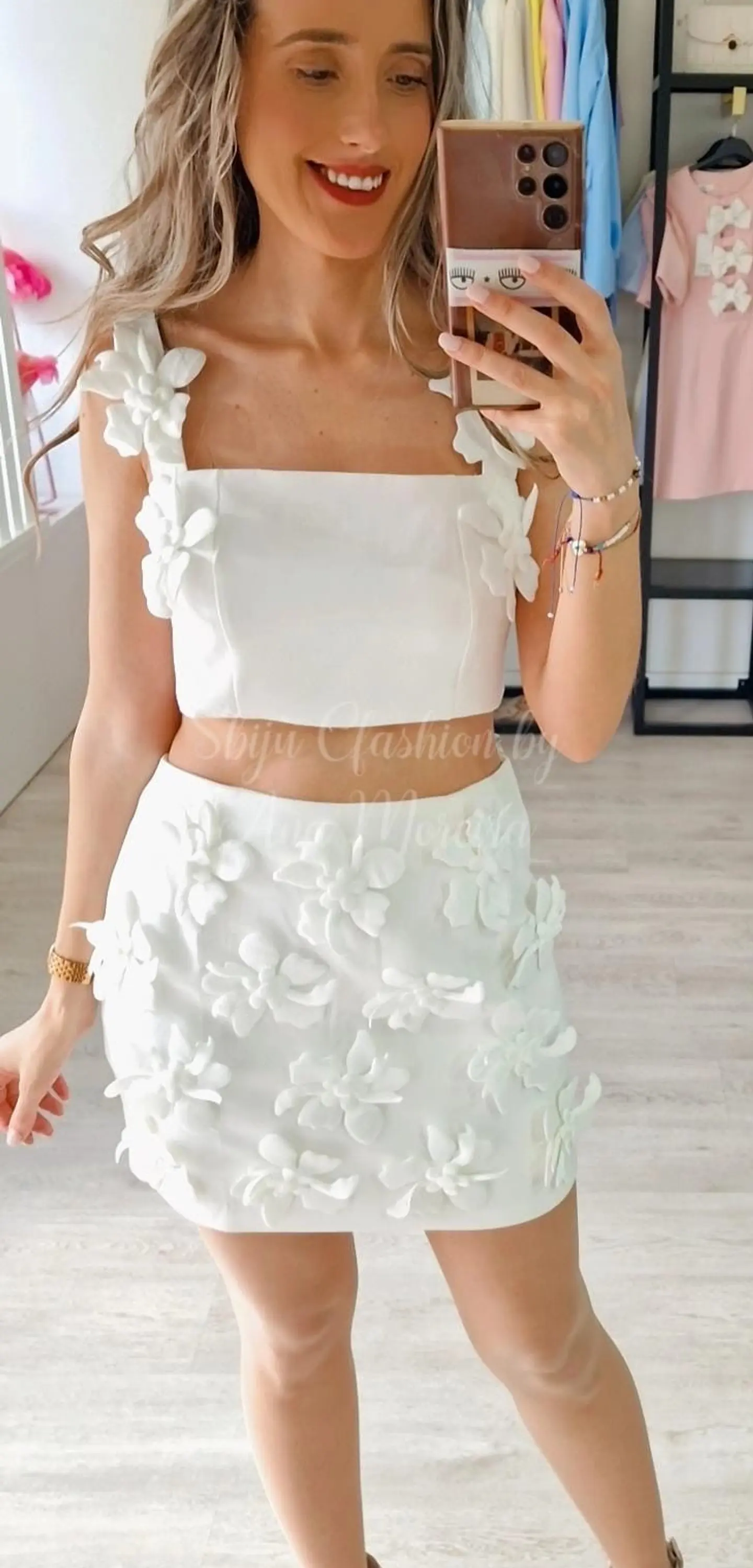 Conjunto Top e Saia com Flores 5