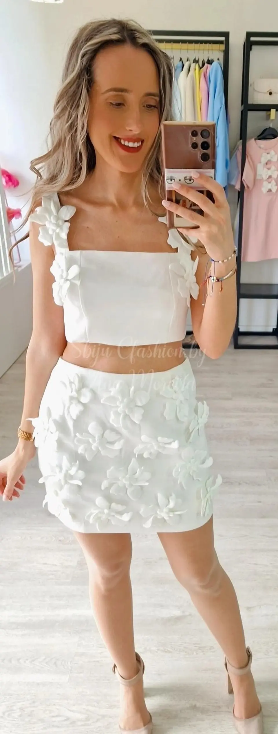 Conjunto Top e Saia com Flores 5