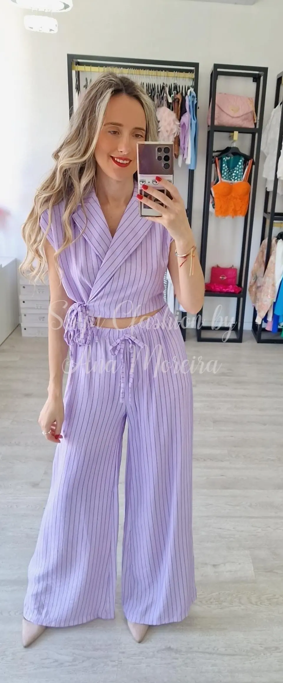 Conjunto Colete e Calça com Riscas - Tamanho Único 7