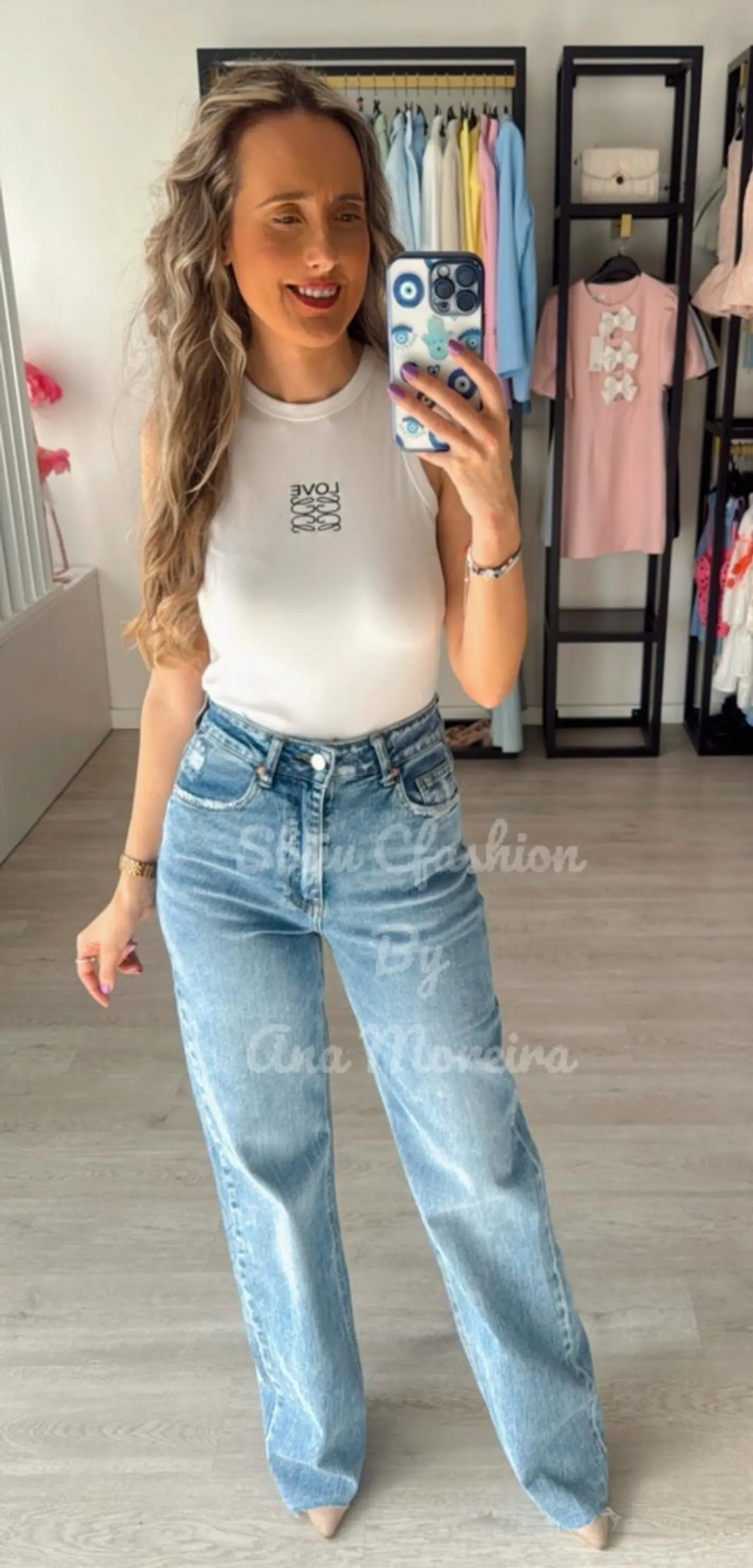 Calça de Ganga Queen Hearts com Detalhe em Renda 1