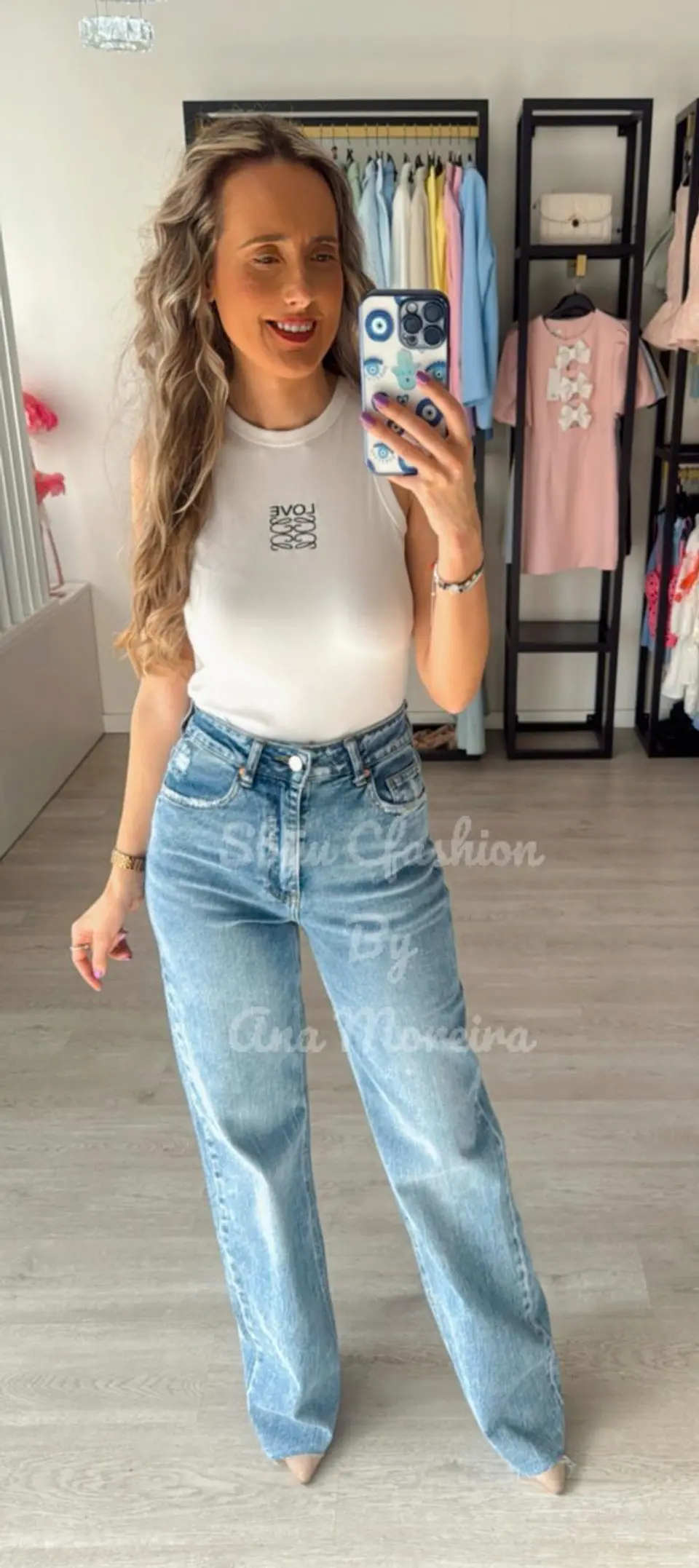 Calça de Ganga Queen Hearts com Detalhe em Renda 1