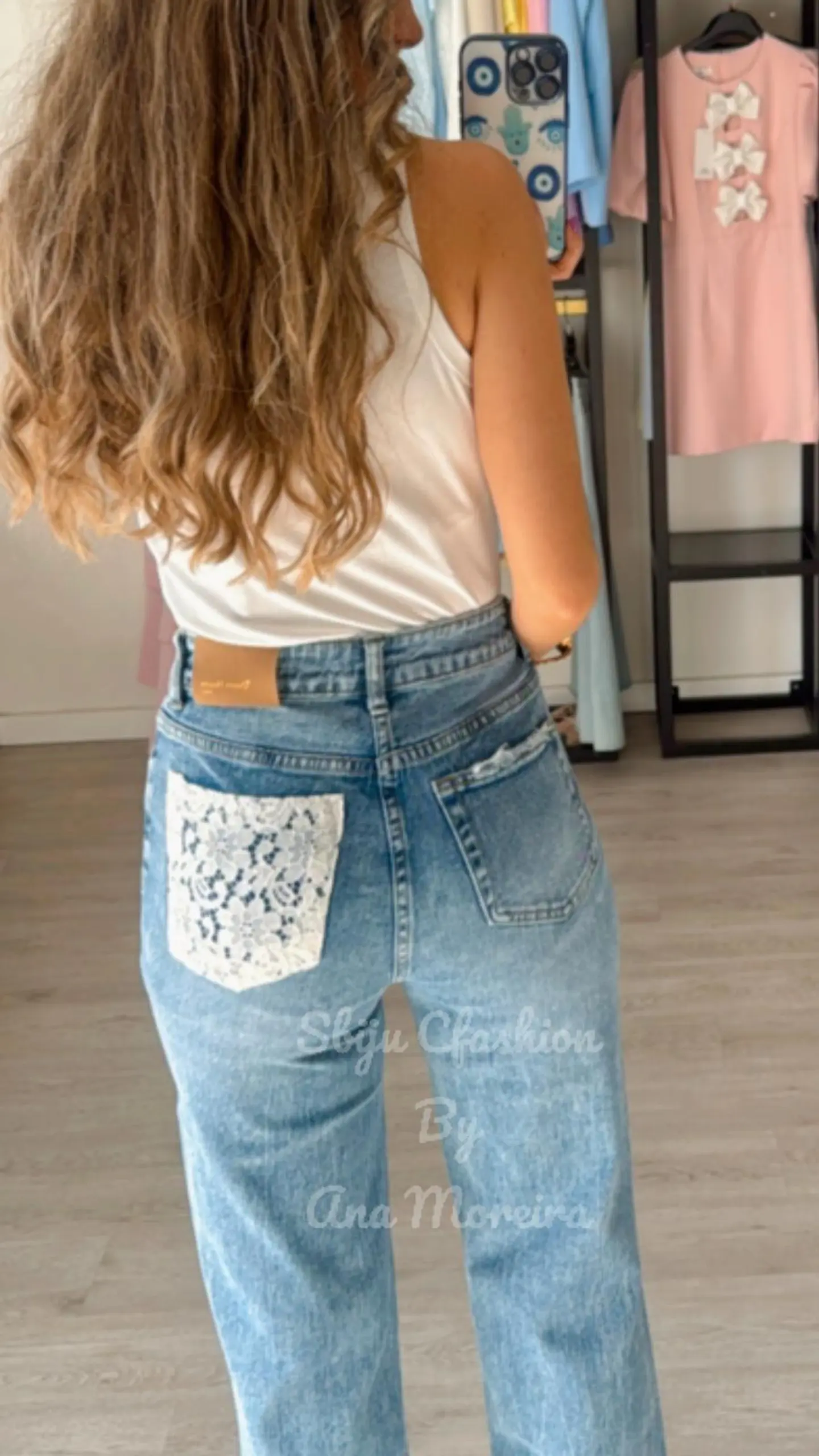 Calça de Ganga Queen Hearts com Detalhe em Renda 2