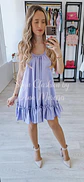 Vestido acetinado de alças com folho - Thumbnail 1