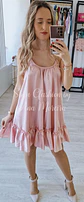 Vestido acetinado de alças com folho - Thumbnail 7