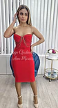 Vestido midi em tecido de bandagem com racha parte de trás  - Vorschaubild 1