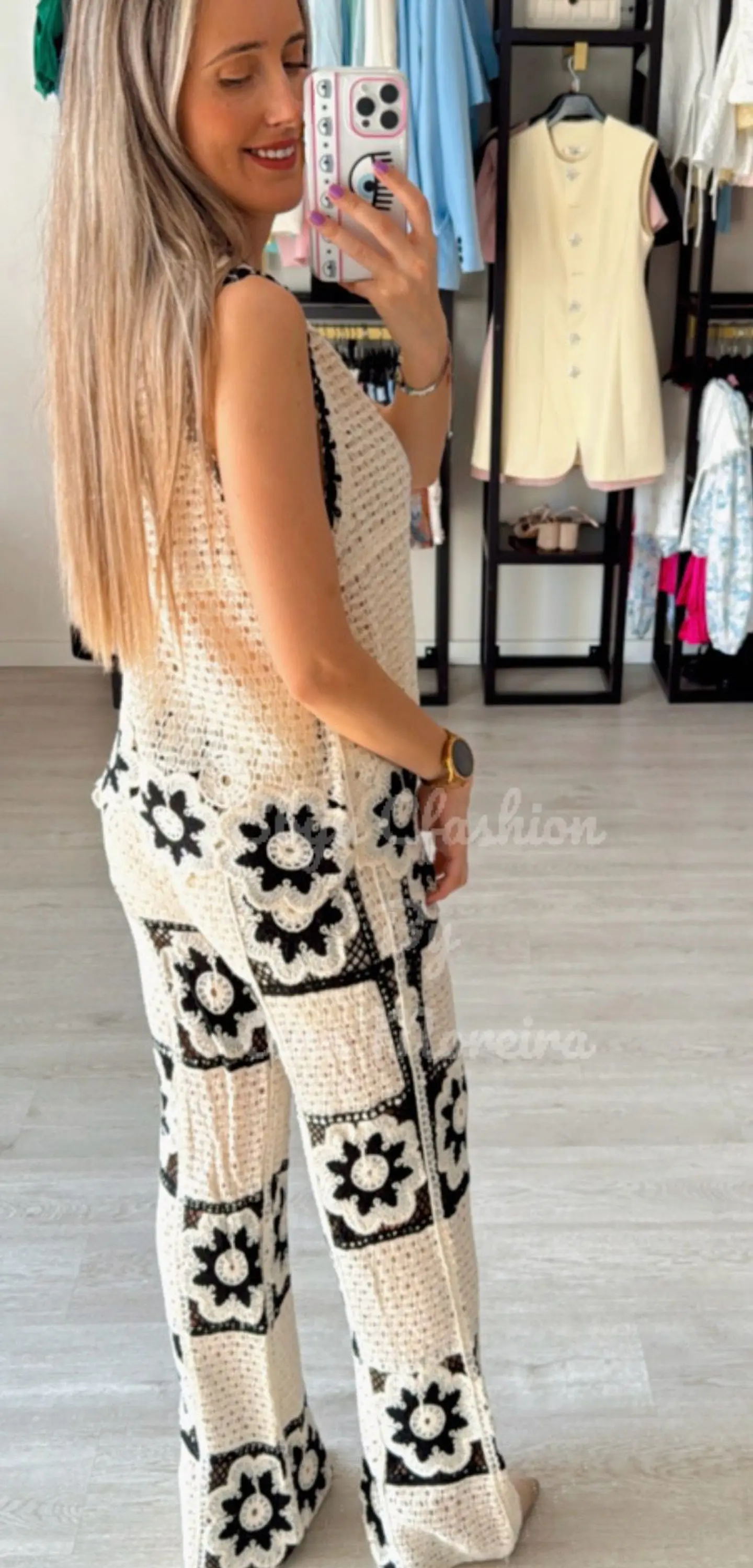 Conjunto em Croché com Detalhe de Flores 2