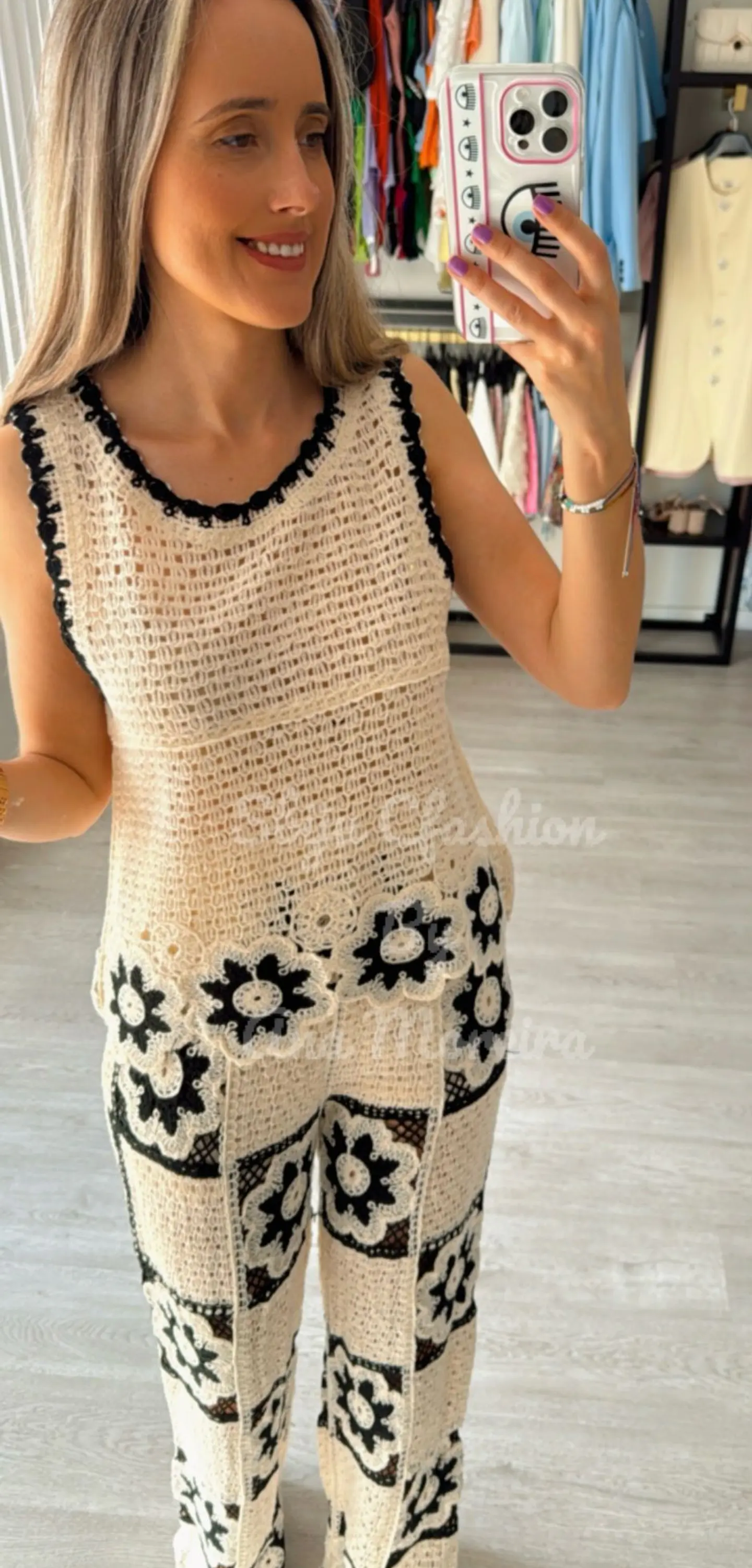 Conjunto em Croché com Detalhe de Flores 4