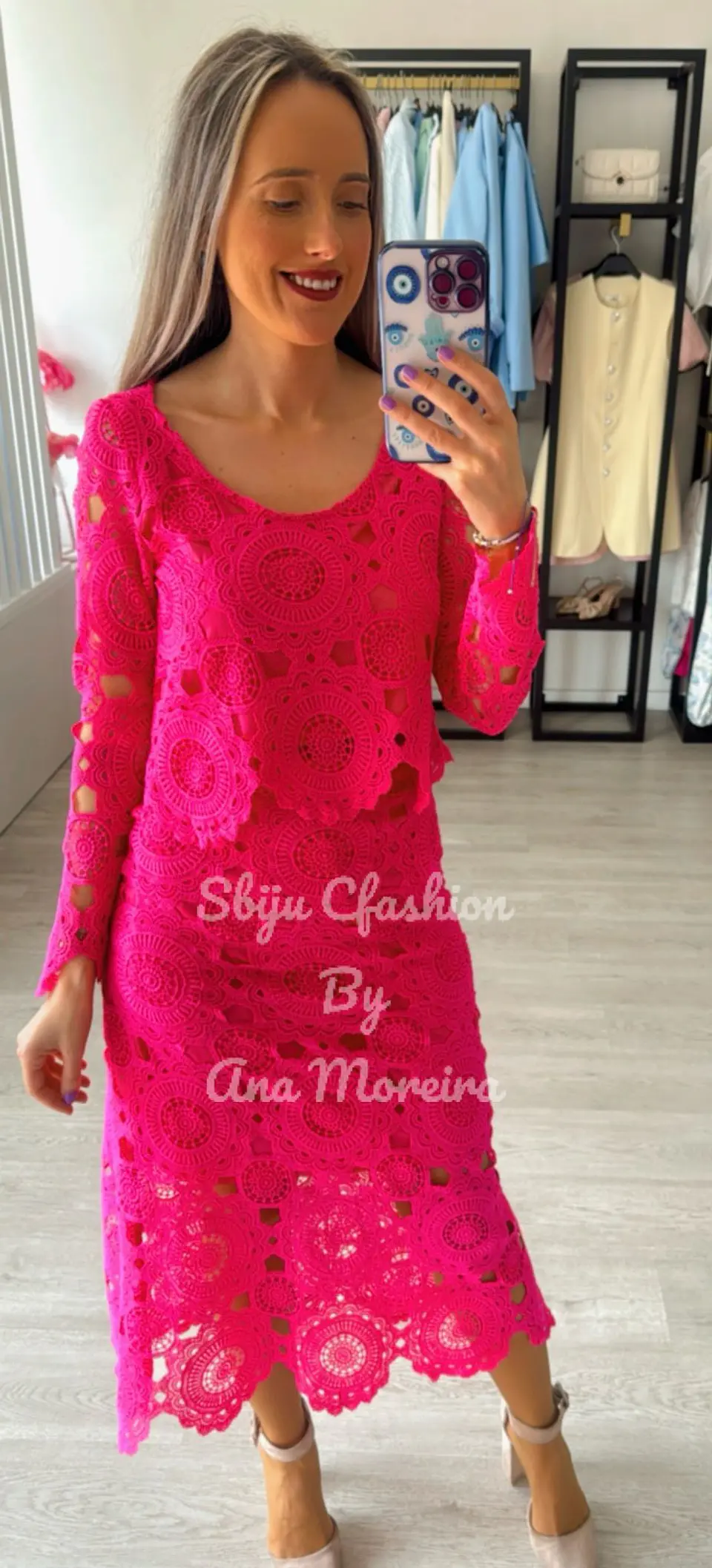 Conjunto de saia e blusa em renda 10