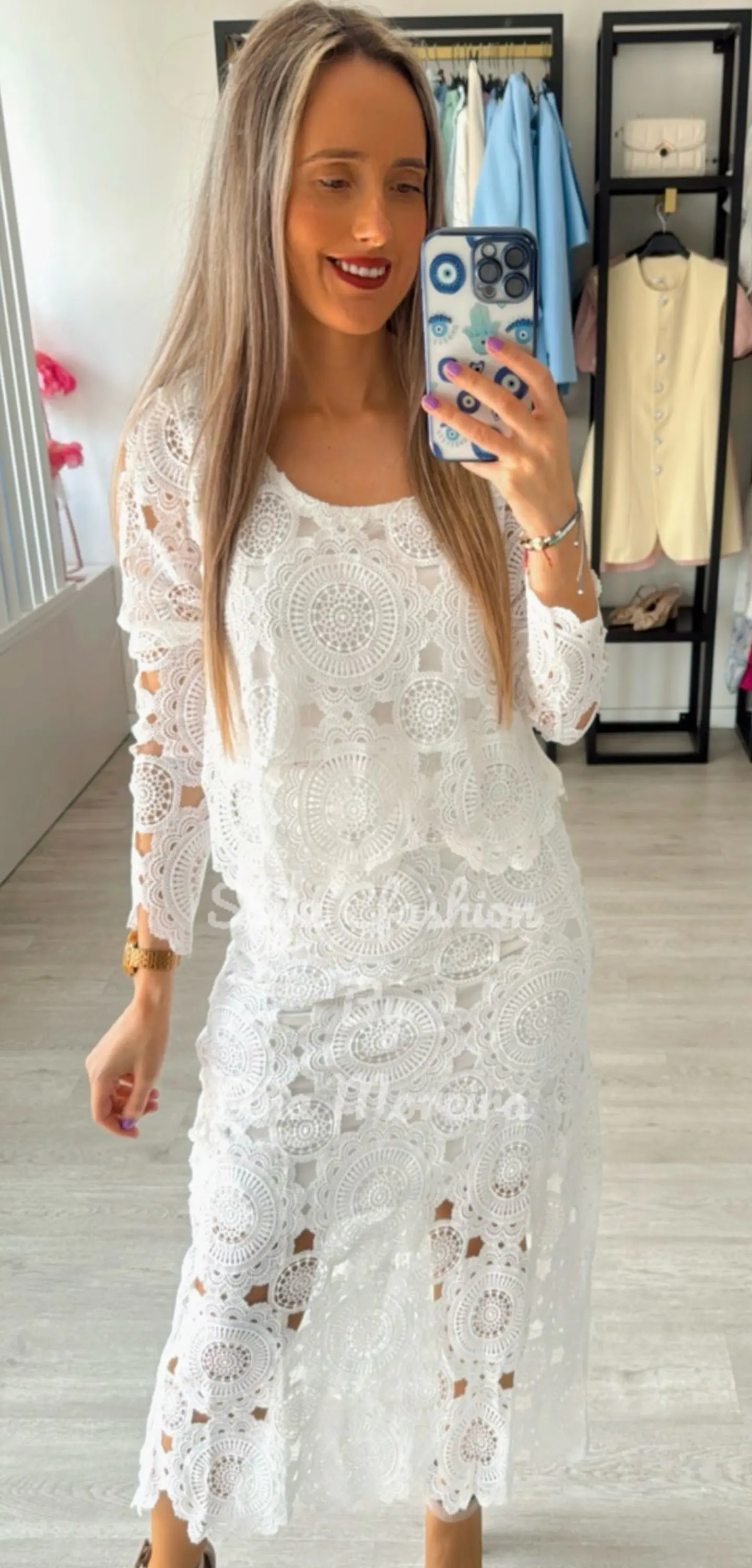 Conjunto de saia e blusa em renda 1
