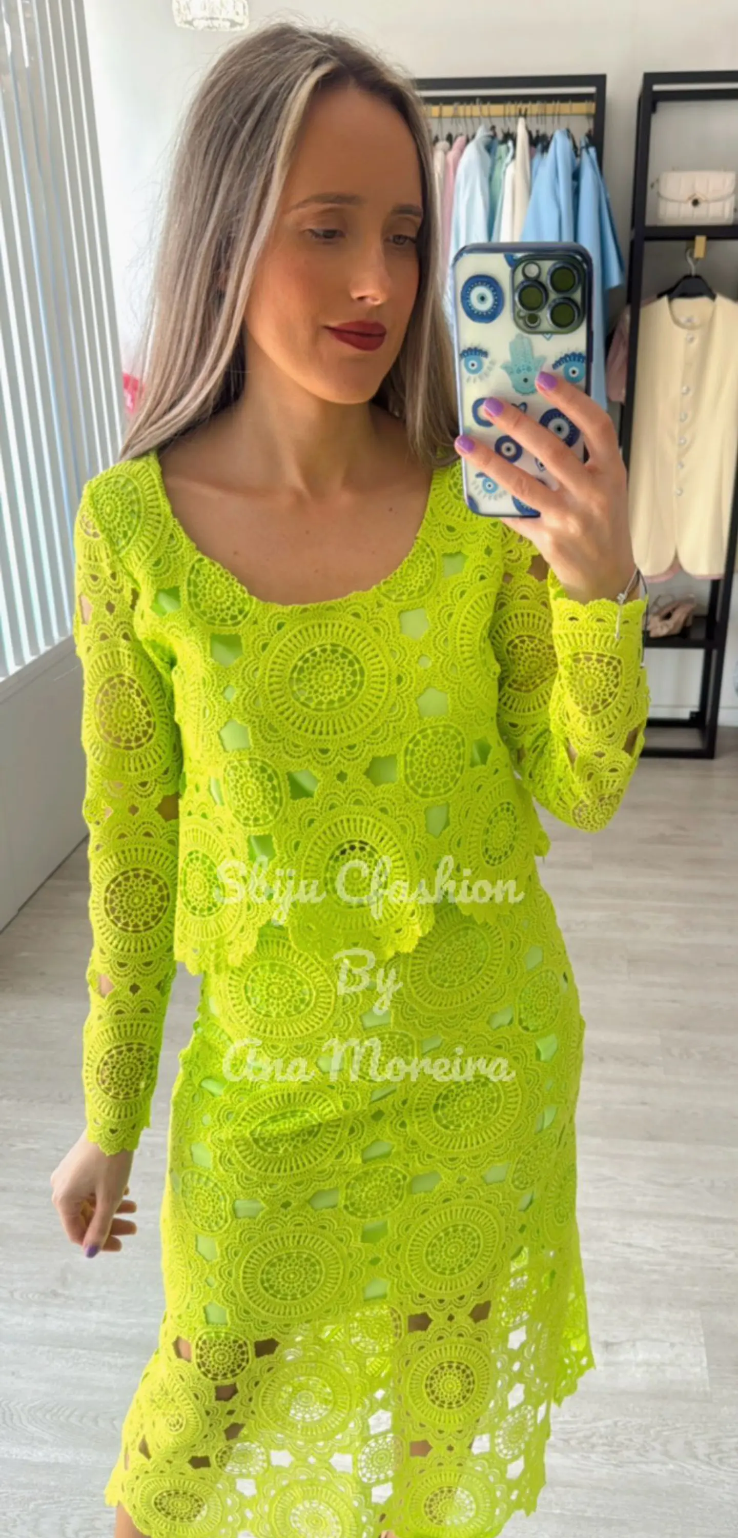 Conjunto de saia e blusa em renda 14