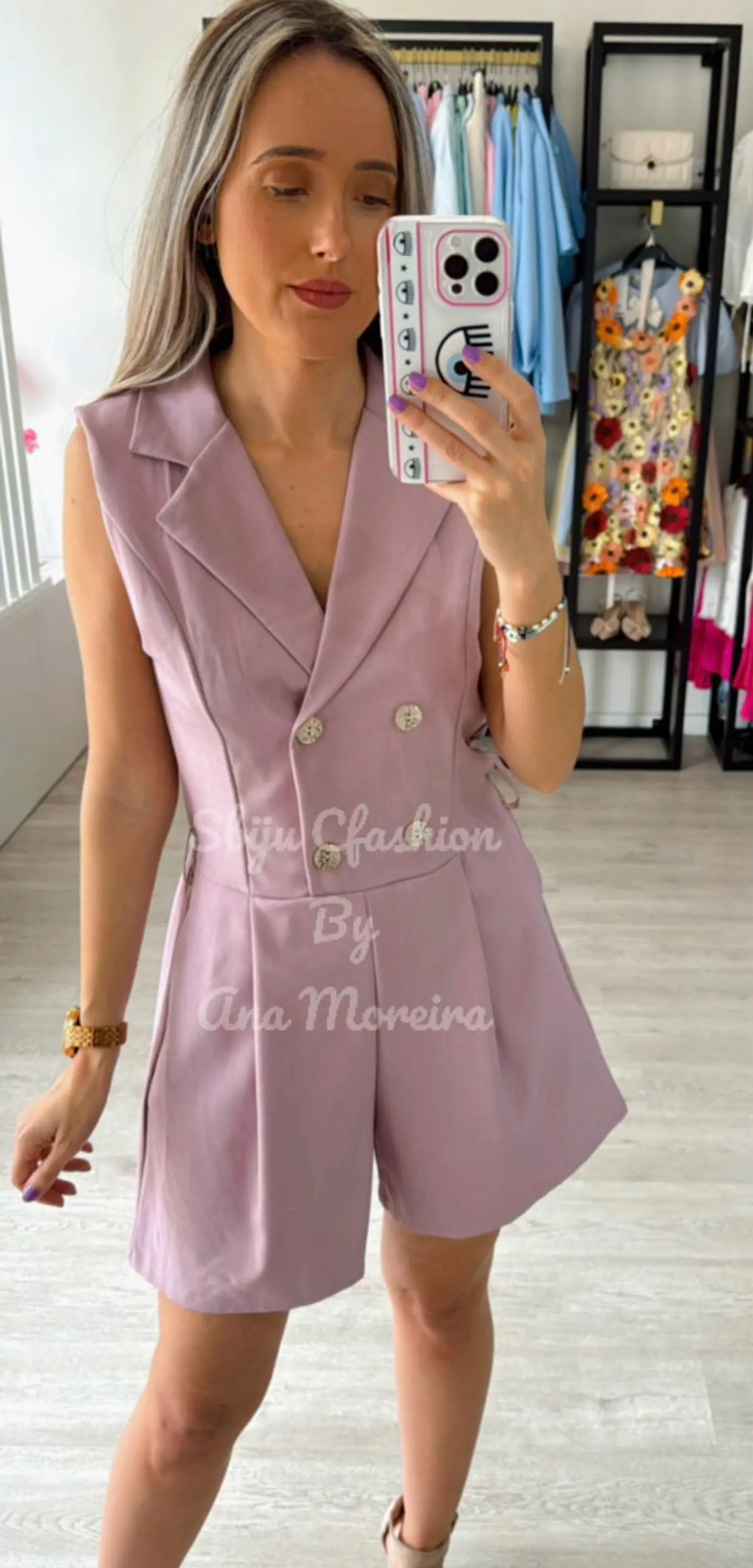 Macacão Calção em Tecido com Cinto 8